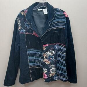 VTG White Stag Lined Patchwork Floral Button Front Blazer Jacket Large (12/14)